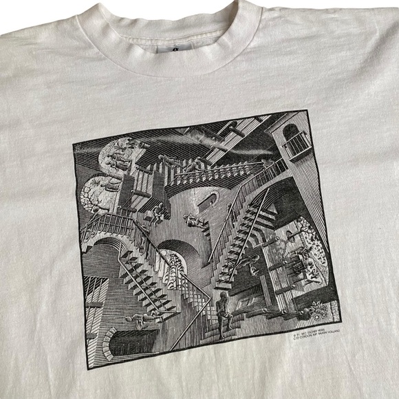 MC Escher VTG 1991 Relativity Tee XXL Single Stitch Litho Print T Shirt S / S - Picture 2 of 11
